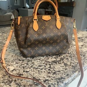 Louis Vuitton Brown and Tan Shoulder Bag with Monogram Pattern